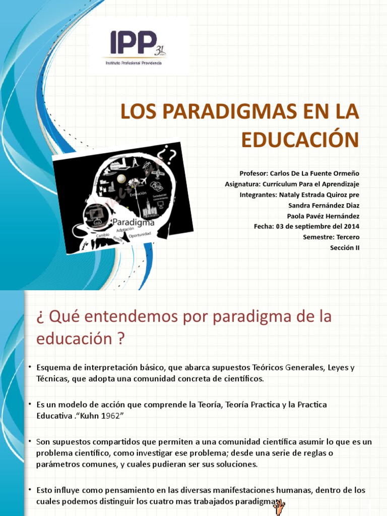 Los Paradigmas En La Educación Pdf Constructivismo Filosofía De La