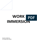 Work Immersion: Josuel A. Gutierrez. 12-HUMSS Max Weber