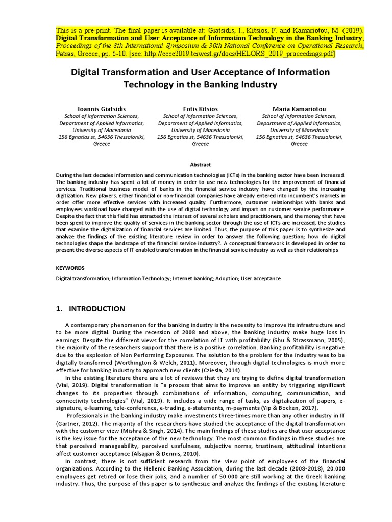 Digital Transformation in Banking Sector | PDF | Self Efficacy ...