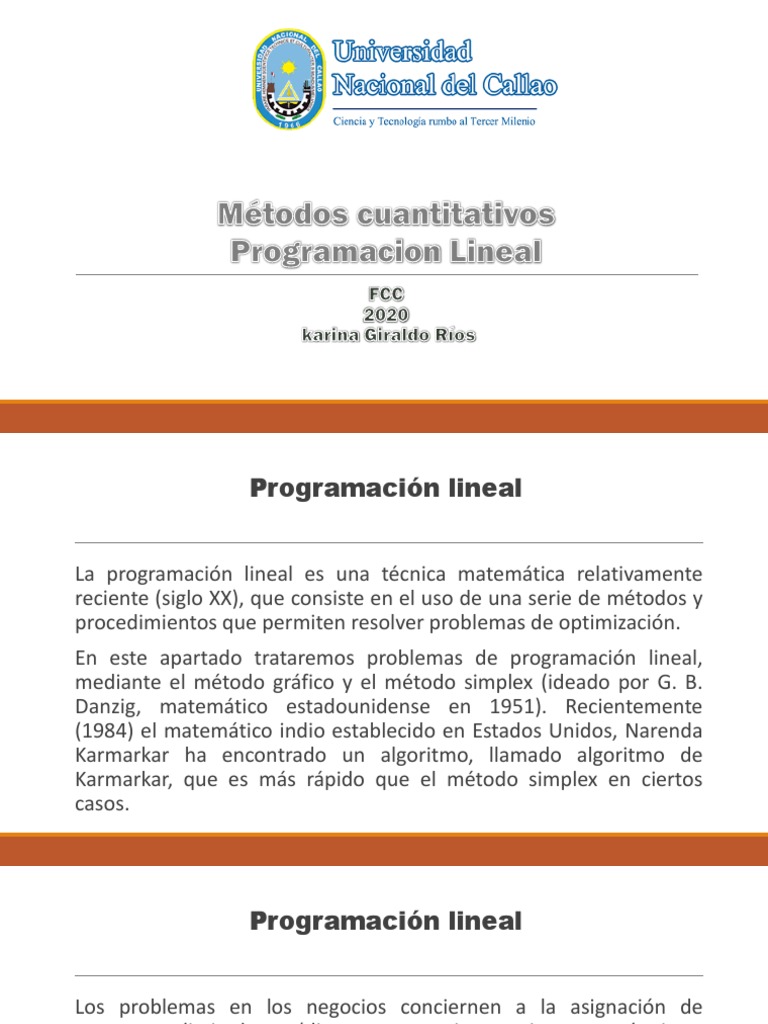 Métodos de Programación Lineal en Optimización | PDF | Desigualdad ...