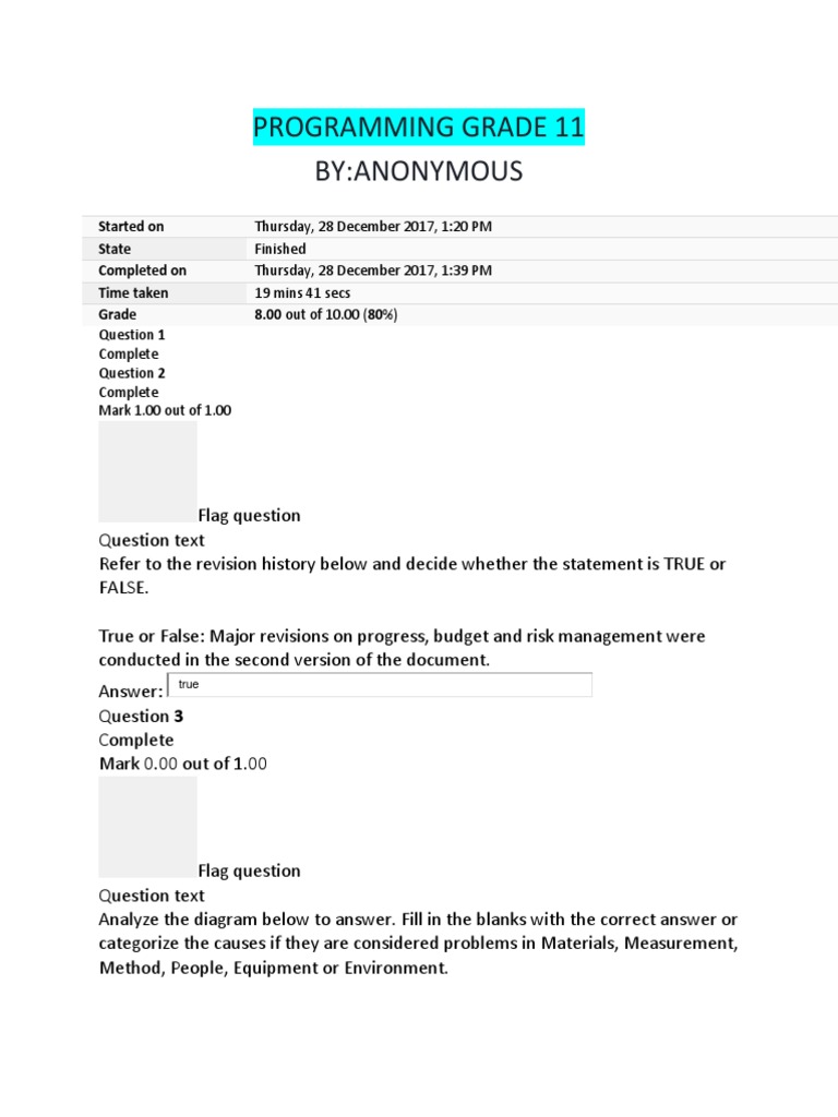 Programming (PROG-111) - Grade 11 Week 1-9 | PDF | Programmer ...