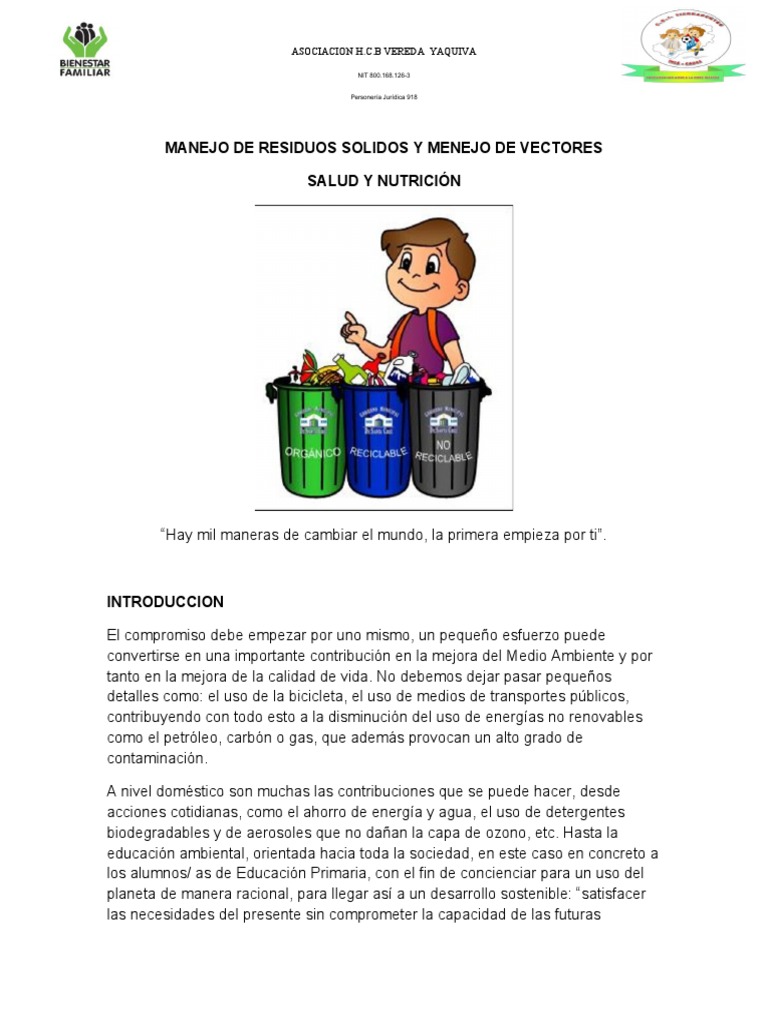 Proyecto Noviembre 2018 | PDF | Residuos | Entorno natural