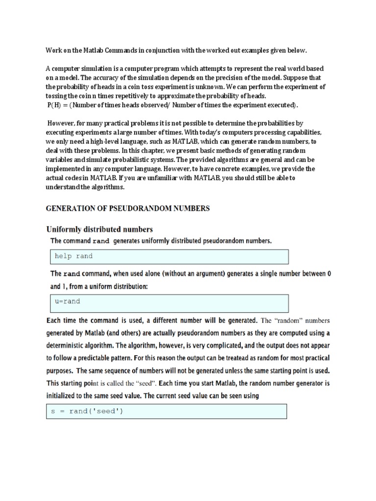Matlab 1 Microsoft Word Document 1 PDF | PDF | Probability Distribution ...