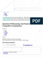 Questions of Reasoning and Puzzles For Competitive Examinations