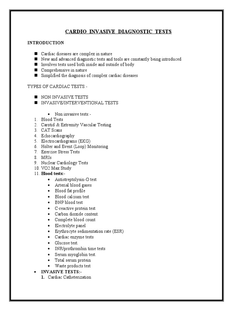 Invasive Cardiac Diagnostic Procedures | PDF | Angiography | Heart