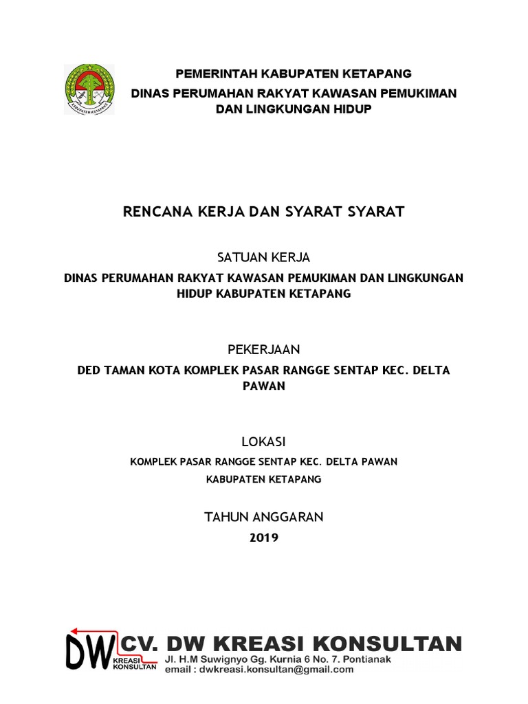Rencana Kerja DED Taman Kota Ketapang | PDF