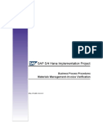 SAP S/4 Hana Implementation Project: Materials Management-Invoice Verification