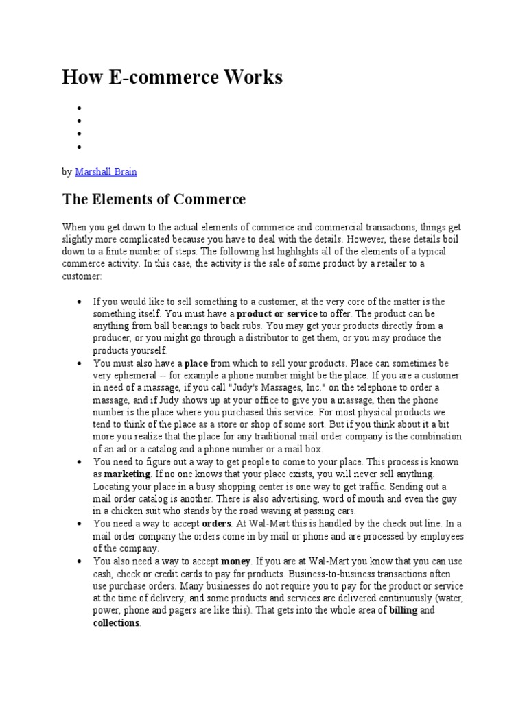 How E-Commerce Works: The Elements of Commerce | PDF | Mail Order | E ...