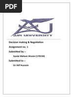 Decision Making & Negotiation Assignment No. 1 Submitted By