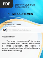 Nsci-6100 Physics For Engineers 1: 1 - Measurement