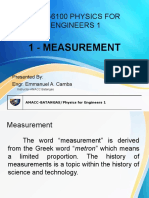 Nsci-6100 Physics For Engineers 1: 1 - Measurement