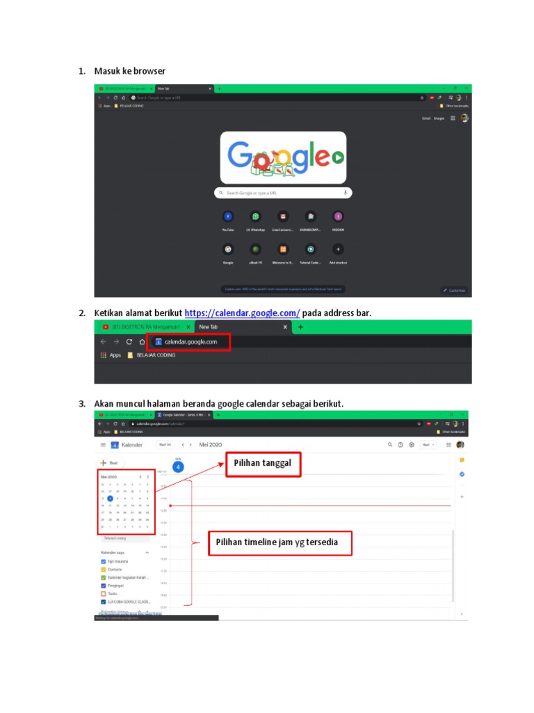 GOOGLE CALENDAR TUTORIAL PDF visual data 2