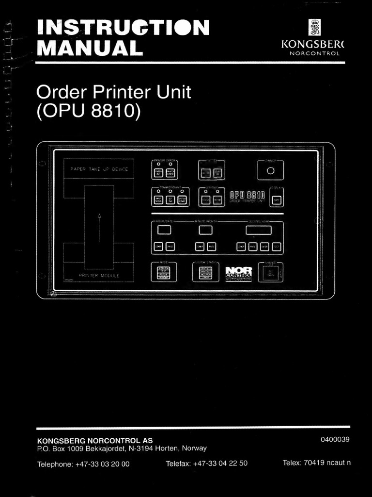 Instruction Manual - Order Printer Unit (OPU 8810) PDF | PDF | Switch ...