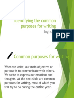 Identifying The Common Purposes For Writing: English 7