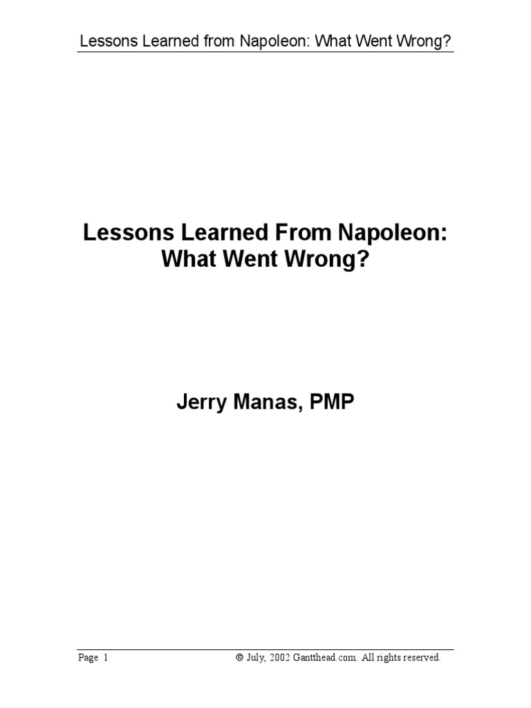 Lessons Learned From Napoleon - What Went Wrong | PDF | Napoleon ...