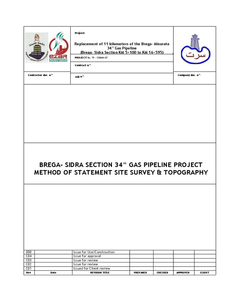 Site Survey Method Statement for Gas Pipeline | PDF | Surveying | Safety