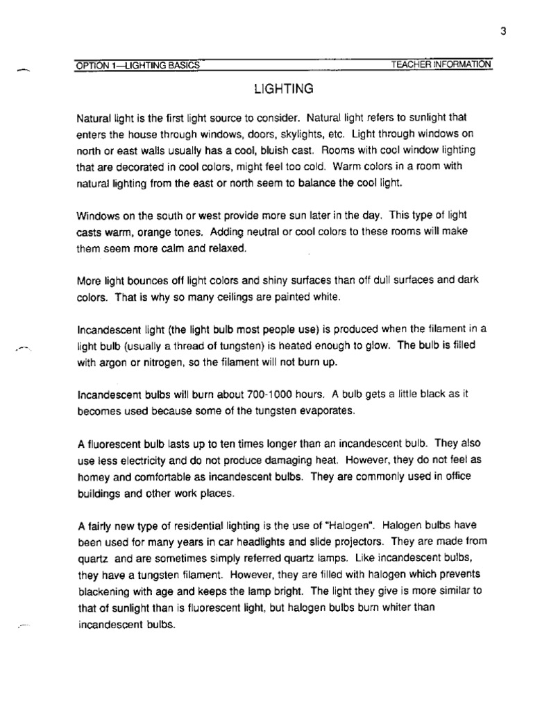 Lighting Lecture Notes | PDF