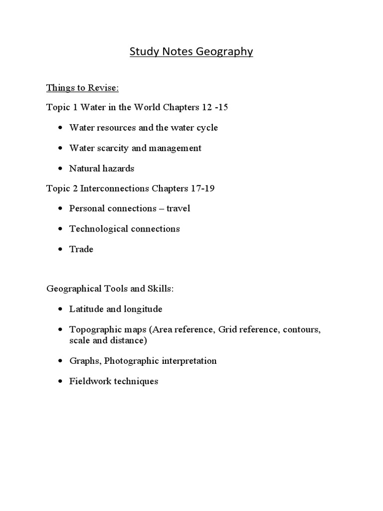 Grade 10 Geography Study Notes | PDF
