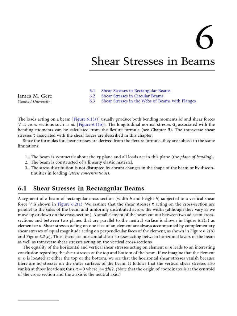 6 - Shear Stresses in Beams | PDF | Bending | Stress (Mechanics)