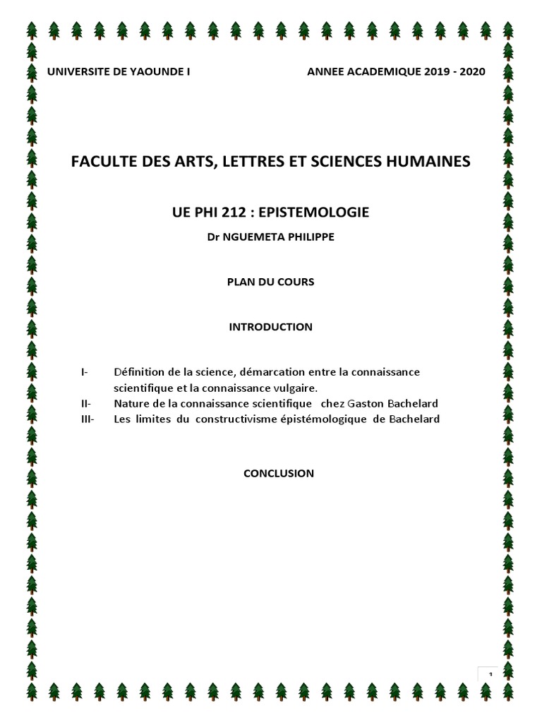Page De Garde Cahier Du Chercheur Sciences Phi 212 Epistemologie Complet Avec Page de Garde | PDF | Épistémologie |  Rationalisme