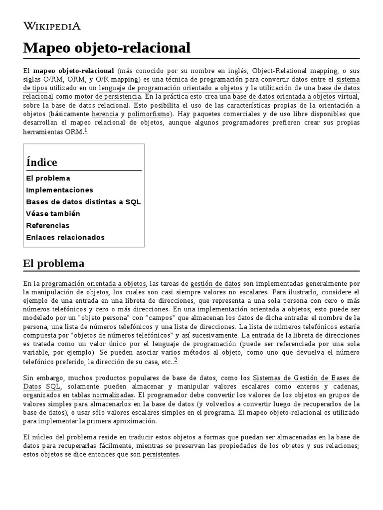 Mapeo Objeto-Relacional | PDF | Mapeo Relacional de Objetos | Modelo de ...