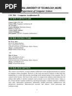 CSC 504 - Computer Architecture II: Course Particulars