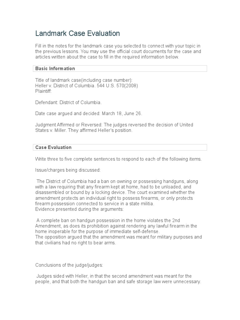 Landmark Case Evaluation: Basic Information | PDF