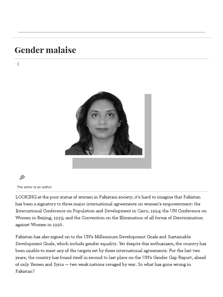 Gender Malaise in Pak (DAWN) | PDF | Gender Equality | Gender Studies