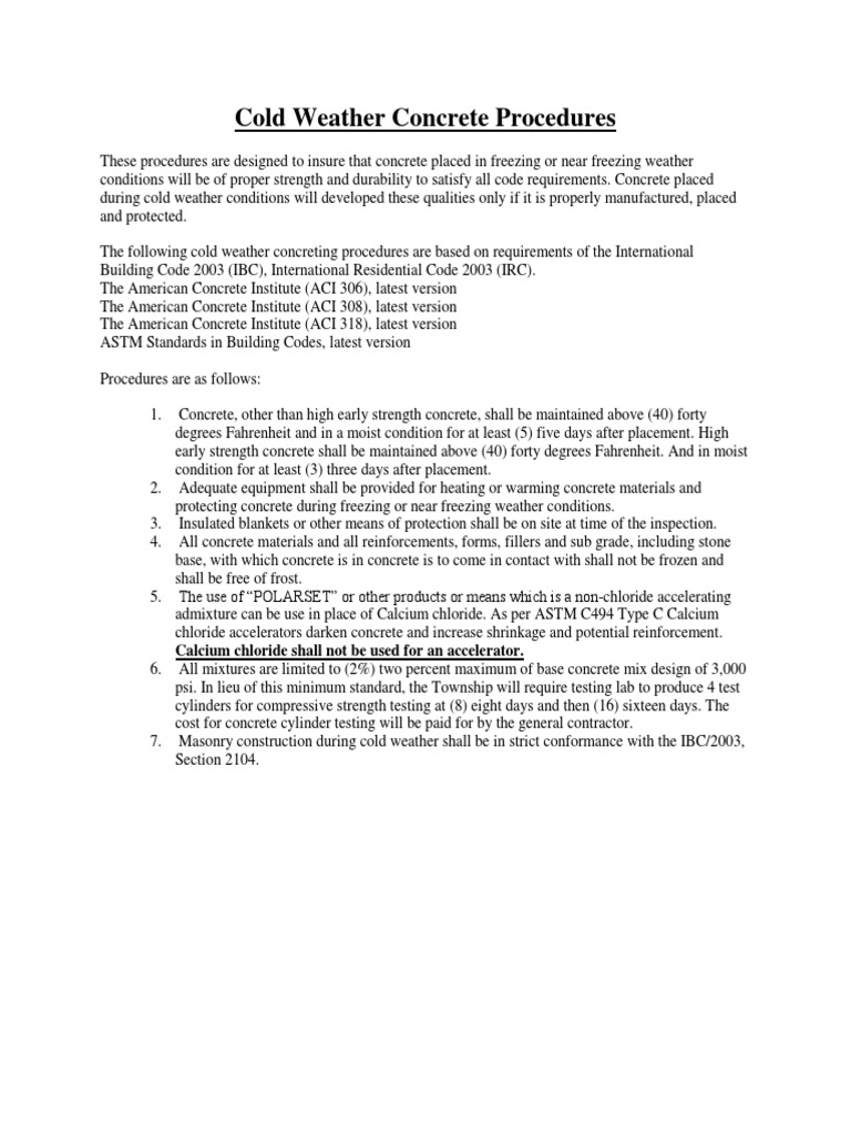 Cold Weather Concrete Procedures PDF Building Concrete