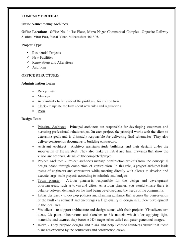 Young Architects: Company Profile & Team | PDF | Architect | Engineering