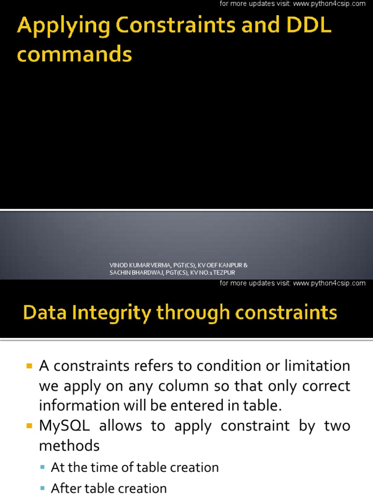 An Overview of Table Constraints in MySQL PDF Databases Data Management