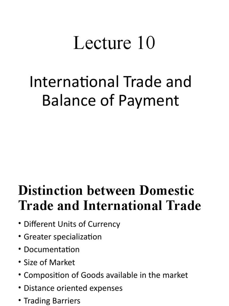 International Trade and Balance of Payments | PDF | Balance Of Payments ...