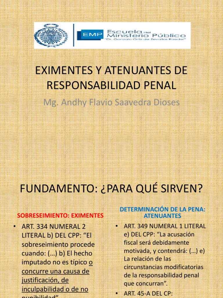 Eximentes y Atenuantes de Responsabilidad Penal PDF | PDF | Homicidio ...