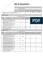 Bill of Quantities for Road Construction