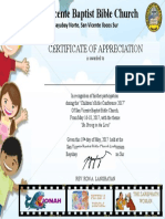 Certificate of Appreciation: Bayubay Norte, San Vicente Ilocos Sur