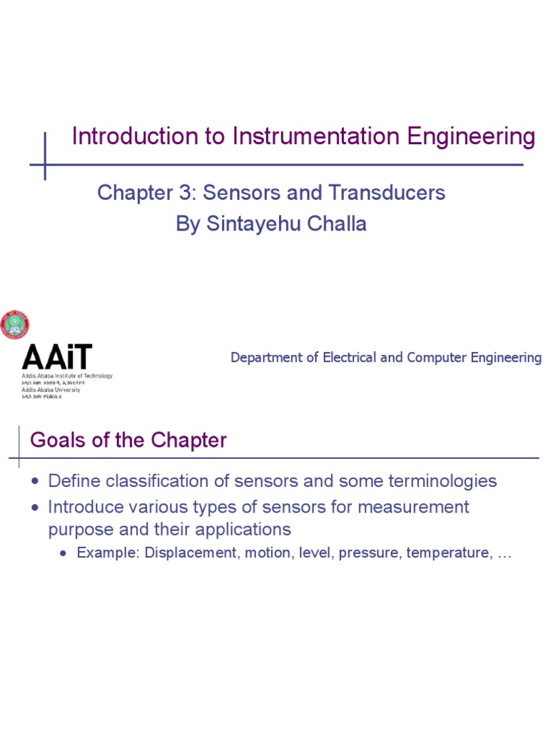 Introduction To Instrumentation Engineering Chapter 3 Sensors and
