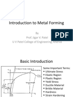 Introduction To Metal Forming: by Prof. Jigar V. Patel U V Patel College of Engineering, Kherva