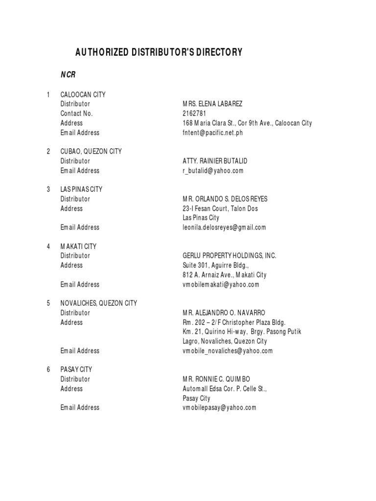 Authorized Distributor Directory Philippines | PDF | Philippines