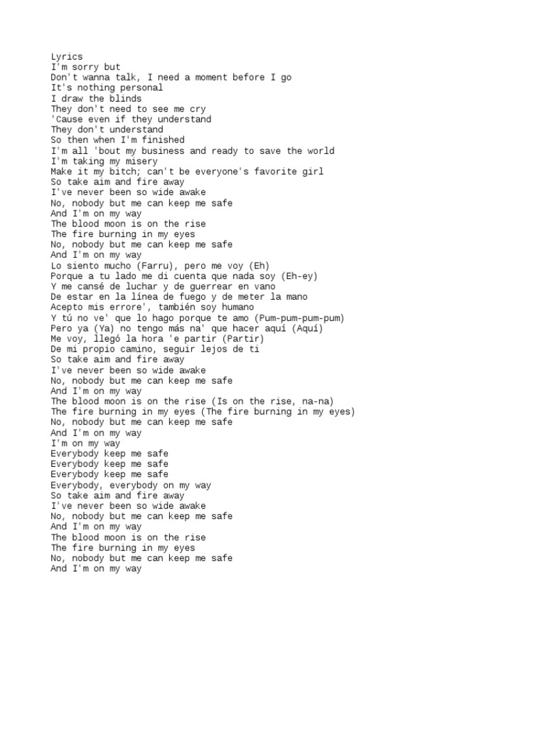 On My Way Alan Walker Sabrina Carpenter Farruko Lyrics Pdf