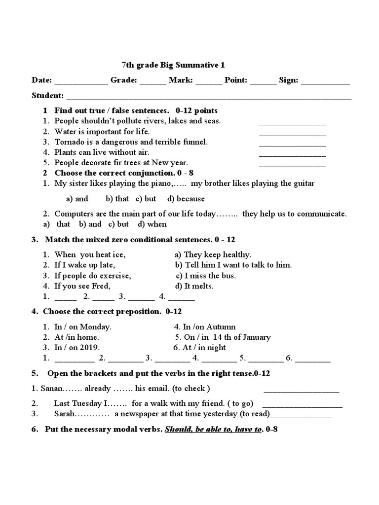 7th Grade Main Summative-1 | PDF | Linguistic Morphology | Grammar