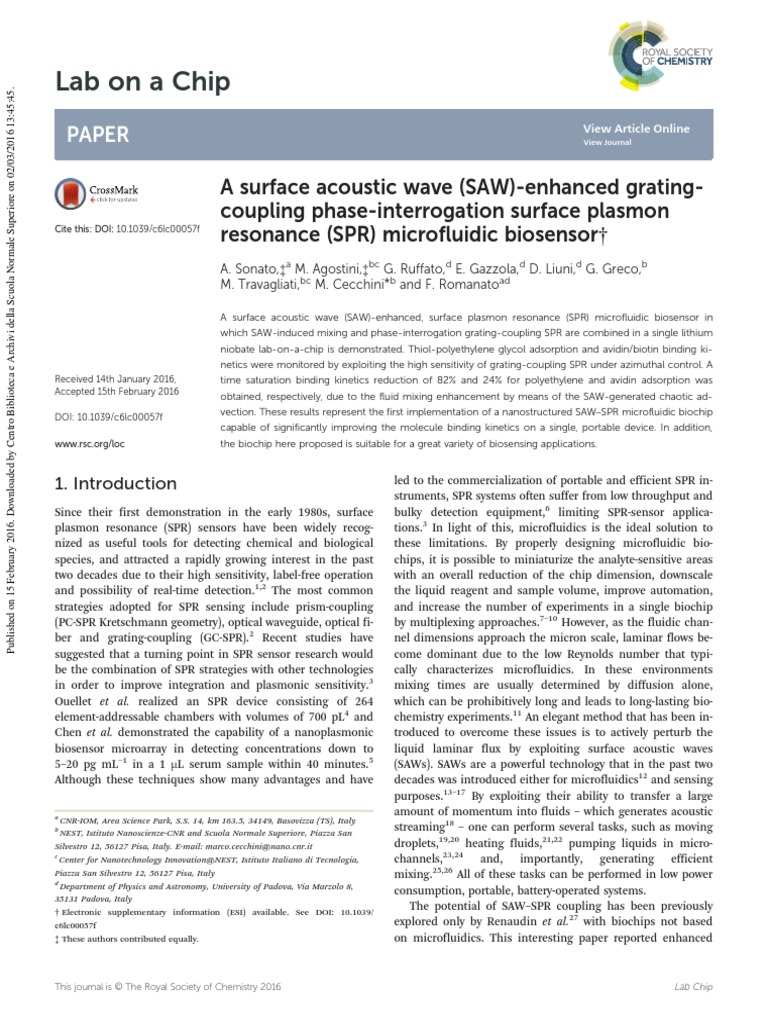 Surface Acoustic Wave Microfluidics