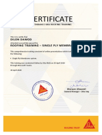 Certificate: Dilon Dawod Roofing Training - Single Ply Membrane
