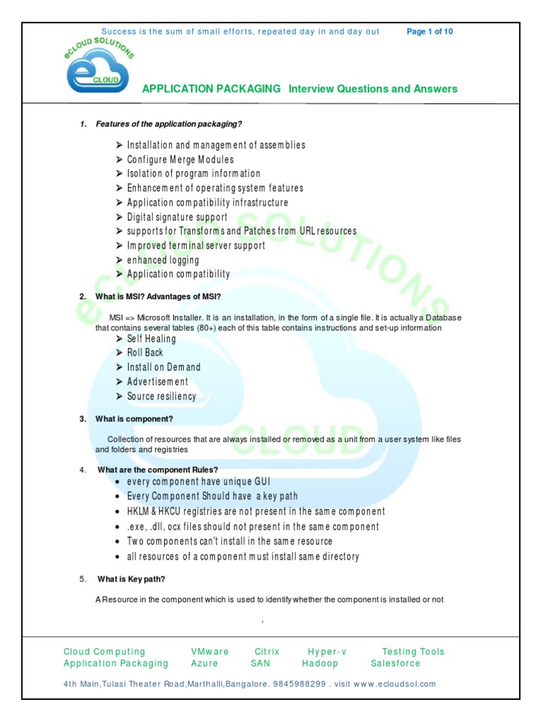 Silo Tips Application Packaging Interview Questions and Answers PDF