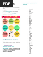 Nouns: List of Nouns - Concrete Noun Examples