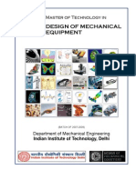 Design of Mechanical Equipment: Master of Technology in
