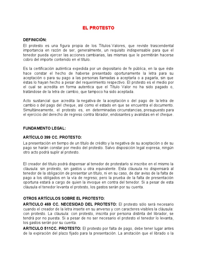 Protesto-Accion Cambiaria-Plataforma | PDF | Pagaré | Cheque