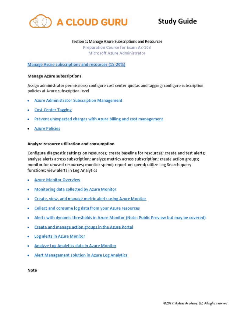 013 Manage Azure Subscriptions and Resources - Study Material | PDF ...