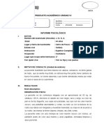 FORMATO INFORME PSICOLOGICO - PRODUCTO ACADÉMICO UNIDAD IV
