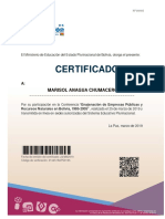 Certificado participación conferencia enajenación empresas públicas Bolivia 1985-2005