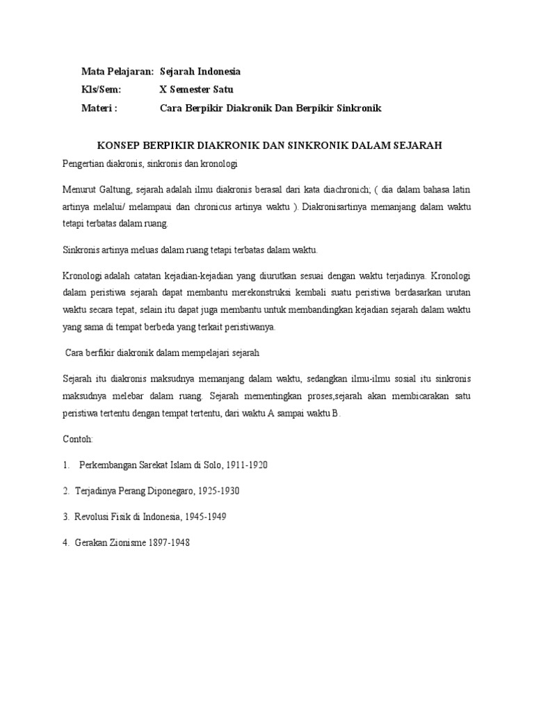 Berpikir Diakronik Docx Ona Pdf